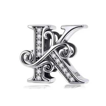 Pendentif Initiales en argent sterling 925 ajouré vintage