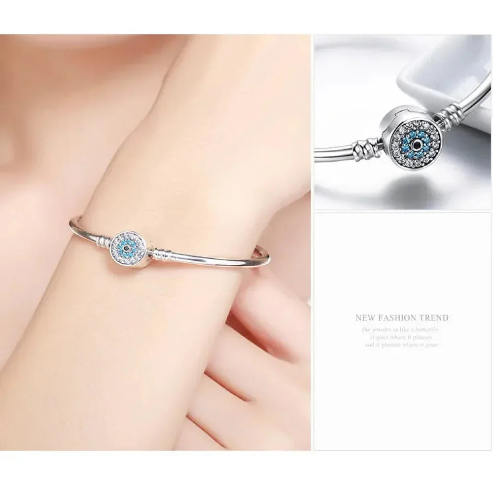 Bracelet jonc en chaîne serpent en argent sterling avec pavé de zircones cubiques