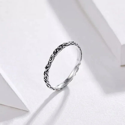 Bague fleurie gaufrée vintage en argent sterling 925