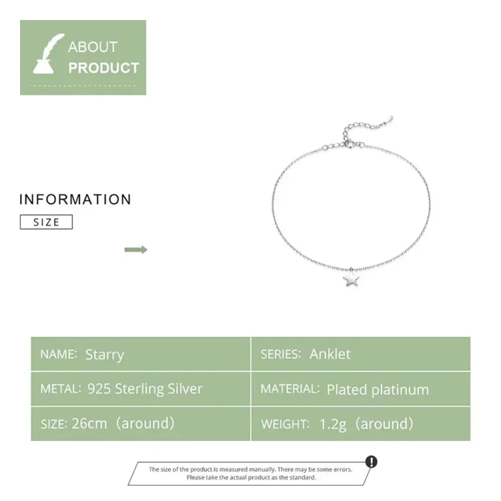 La Cheville Étoile Céleste en Argent Sterling 925