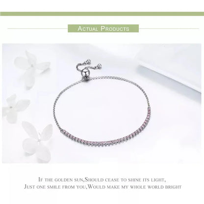 Bracelet de tennis en argent sterling avec oxydes de zirconium – Plaqué or 14K, réglable
