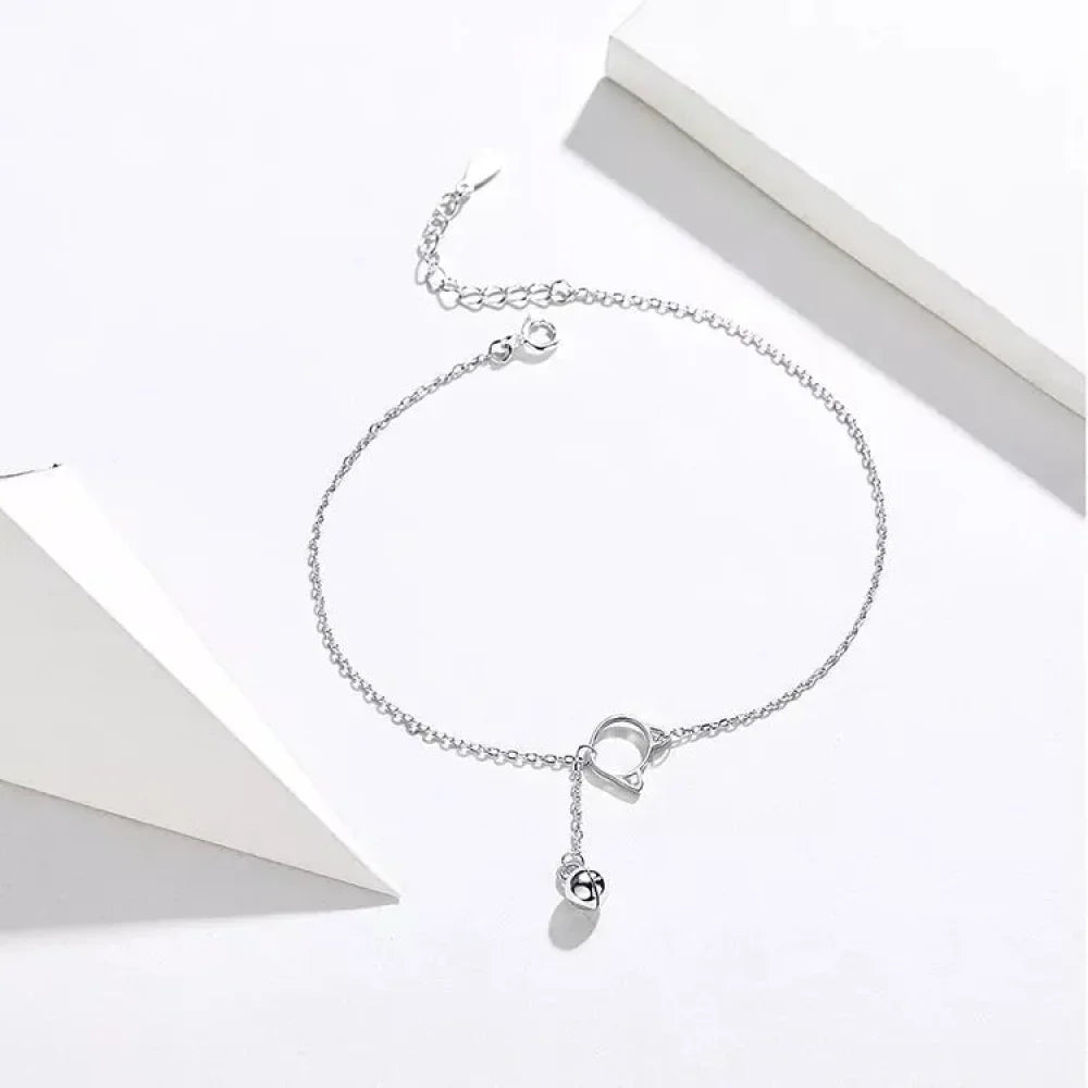 La Chevillère Chat & Clochette Fantaisie en Argent Sterling 925