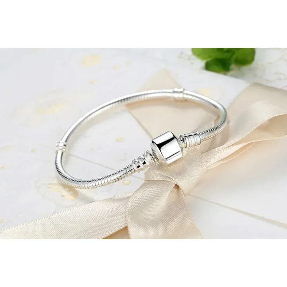 Bracelet jonc à breloques chaîne serpent en argent sterling – Fermoir barillet de 3 mm
