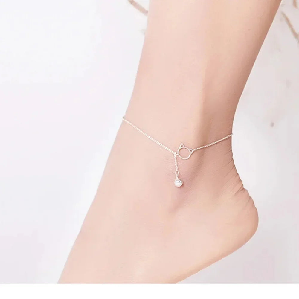 La Chevillère Chat & Clochette Fantaisie en Argent Sterling 925