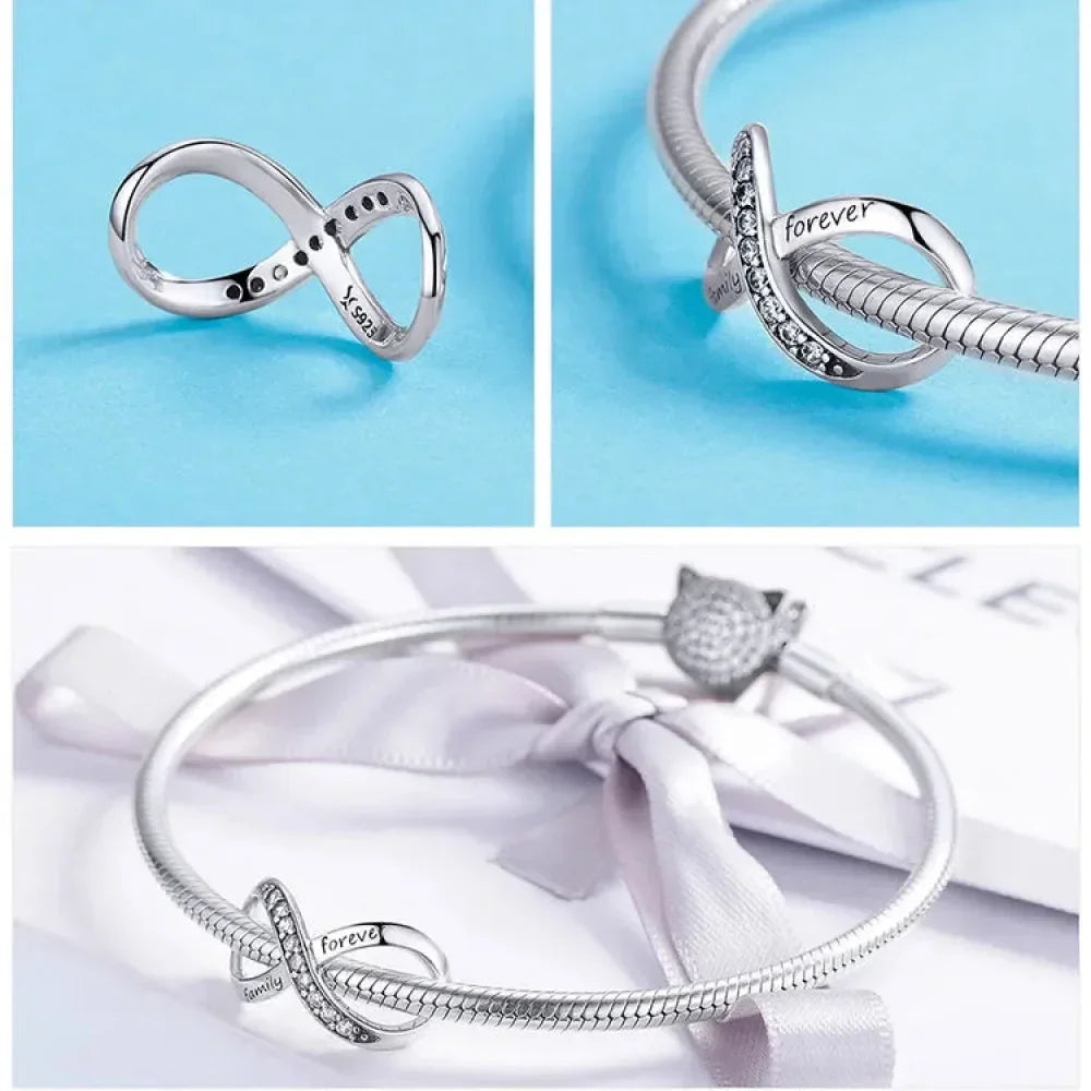 Breloques en argent sterling 925 avec cristaux 5A transparents en forme de cœur et de X pour bracelet et pendentif de collier