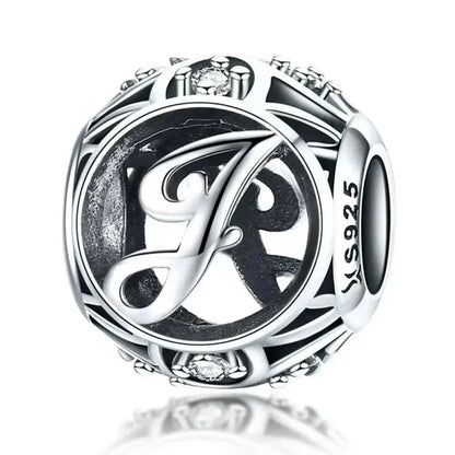 Perle breloque initiale en argent sterling 925