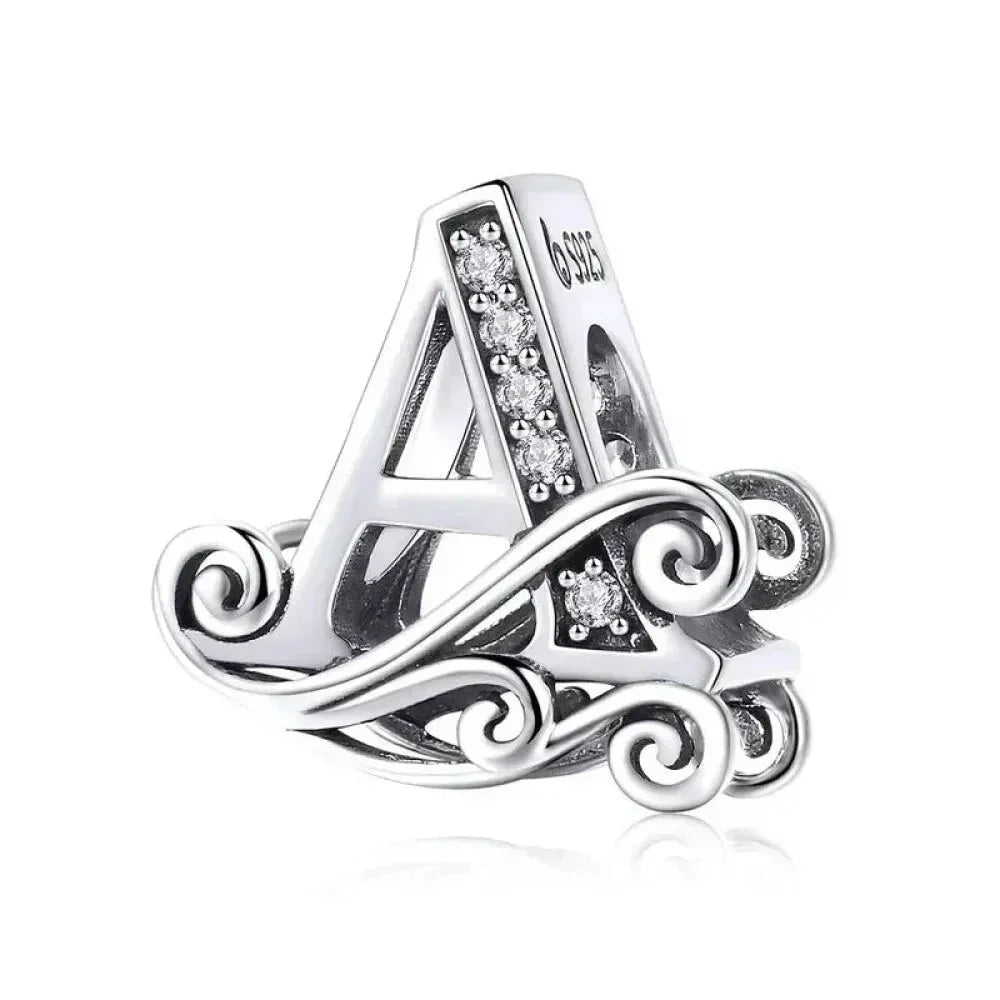 Pendentif Initiales en argent sterling 925 ajouré vintage