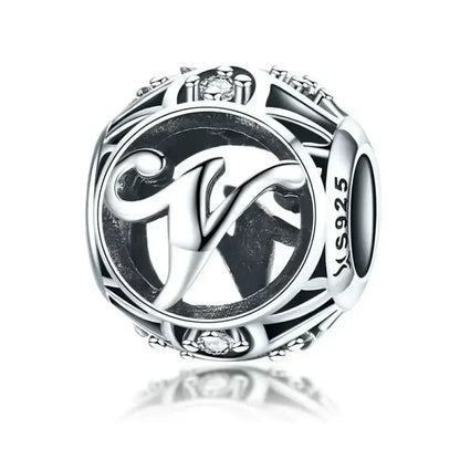 Perle breloque initiale en argent sterling 925
