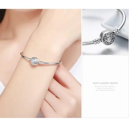 Bracelet jonc en chaîne serpent en argent sterling avec pavé de zircones cubiques