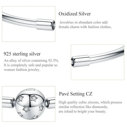 Bracelet jonc en chaîne serpent en argent sterling avec pavé de zircones cubiques