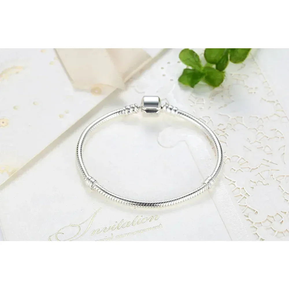Bracelet jonc à breloques chaîne serpent en argent sterling – Fermoir barillet de 3 mm
