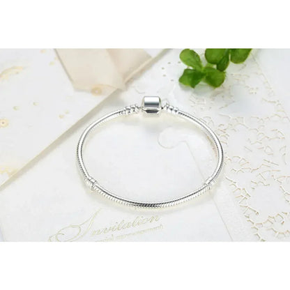 Bracelet jonc à breloques chaîne serpent en argent sterling – Fermoir barillet de 3 mm