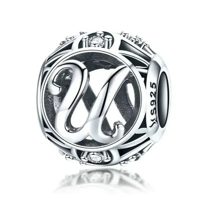 Perle breloque initiale en argent sterling 925