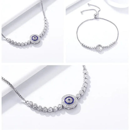 Bracelet tennis œil grec en argent sterling avec zircone cubique – Ajustable