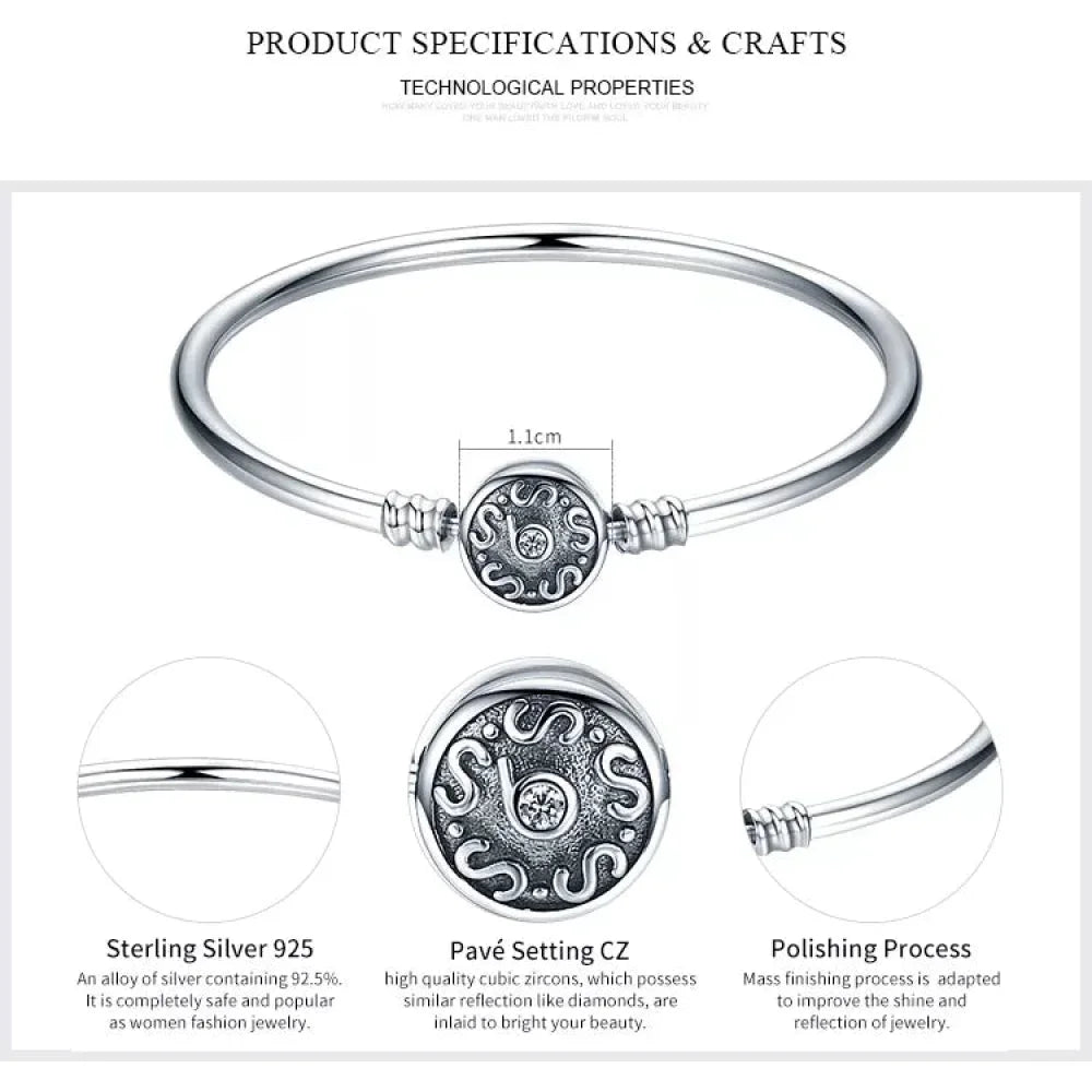 Bracelet jonc en chaîne serpent en argent sterling avec pavé de zircones cubiques