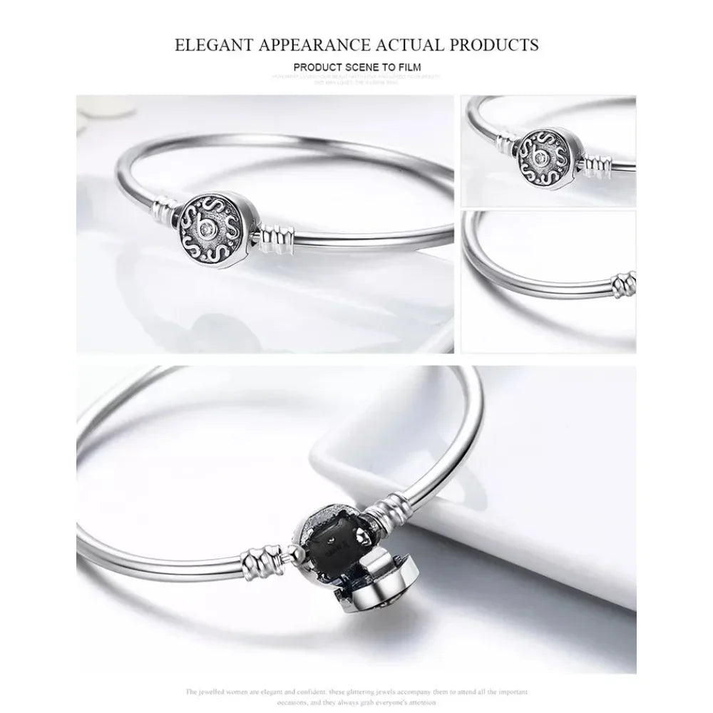 Bracelet jonc en chaîne serpent en argent sterling avec pavé de zircones cubiques