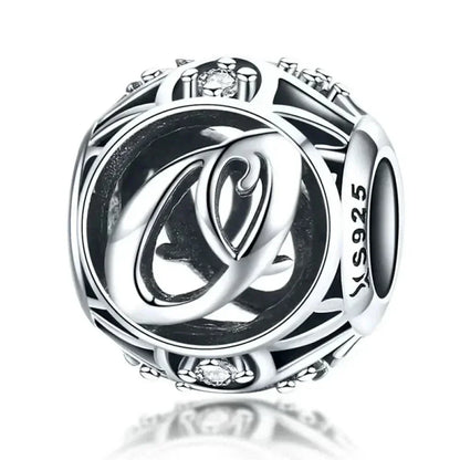 Perle breloque initiale en argent sterling 925