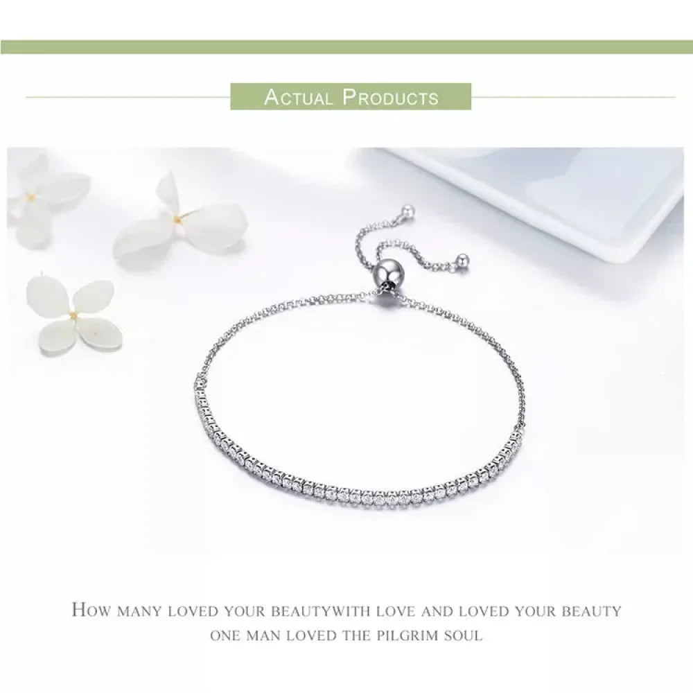 Bracelet de tennis en argent sterling avec oxydes de zirconium – Plaqué or 14K, réglable