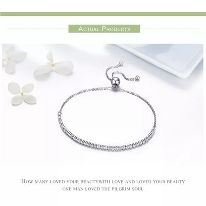 Bracelet de tennis en argent sterling avec oxydes de zirconium – Plaqué or 14K, réglable