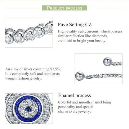 Bracelet tennis œil grec en argent sterling avec zircone cubique – Ajustable