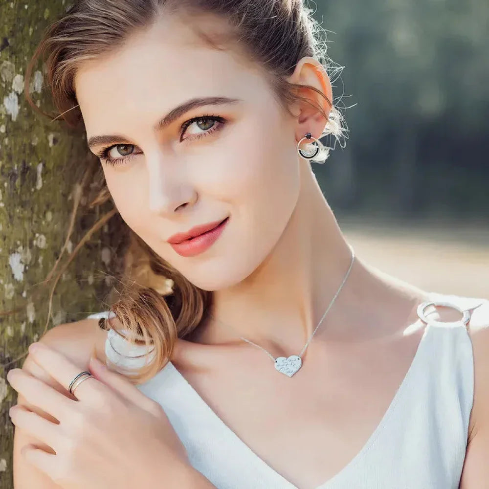 Bague en argent sterling 925 avec double cercle et oxydes de zirconium noirs et clairs