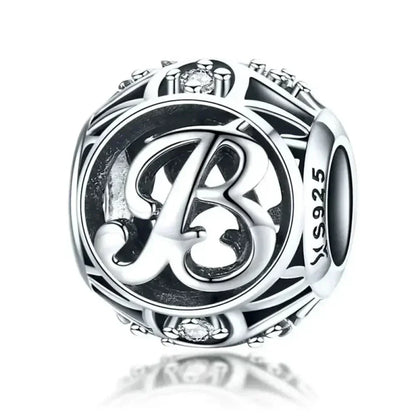 Perle breloque initiale en argent sterling 925
