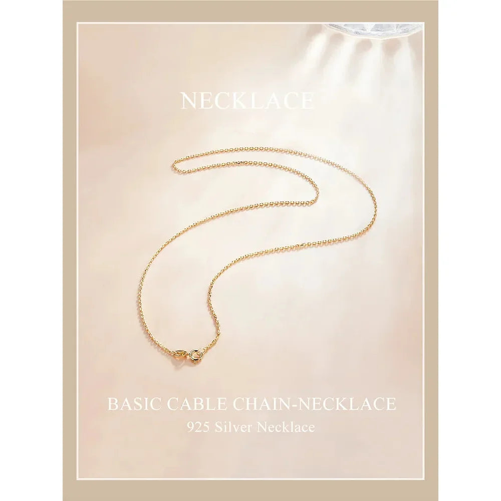 Collier chaîne basique en argent sterling 925 couleur or véritable - Sca016