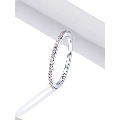 Bagues empilables en argent sterling 925 avec diamants simulés en oxyde de zirconium, plaquées platine pour femmes
