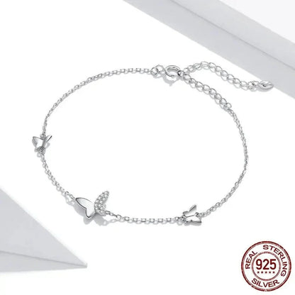 Bracelet de charme papillon en argent sterling – Réglable