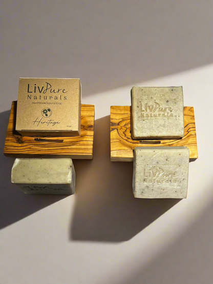 Savon à l'huile d'olive au cumin noir et au miel Heritage | Barre nettoyante visage et corps détoxifiante et nourrissante | Savon bio en barre
