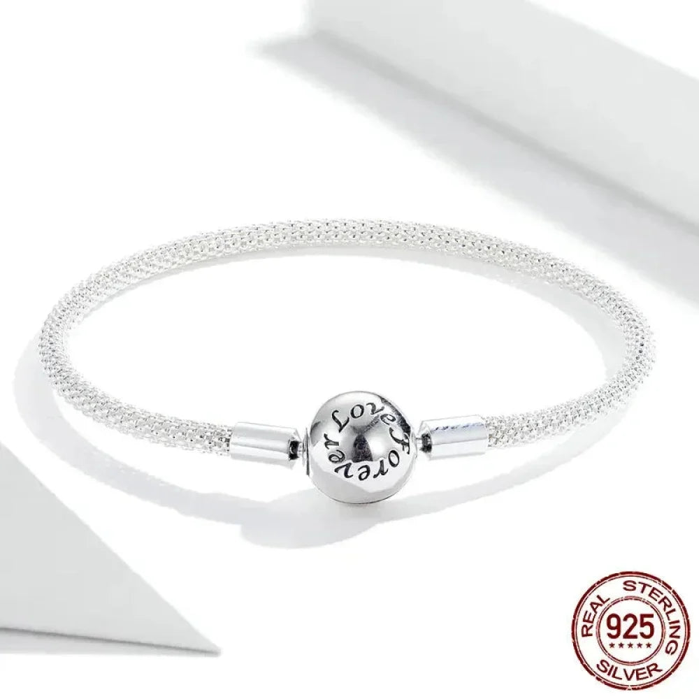 Bracelet de charme en mailles d'argent sterling – Perle « Amour éternel »