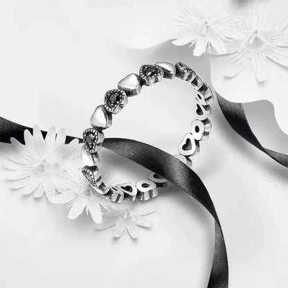 Bague en argent sterling 925 avec étoiles et cœurs