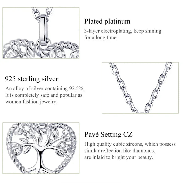 Heart of Nature Sterling Silver Tree of Life Pendant Necklace