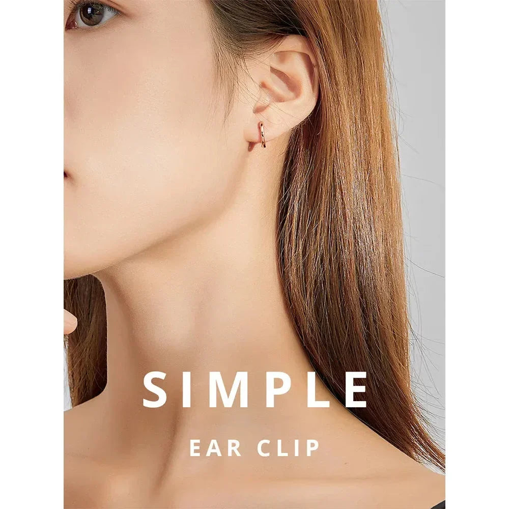 Boucles d'oreilles créoles en argent sterling véritable - Couleur or rose élégante - Bijoux de mode pour femmes SCE808