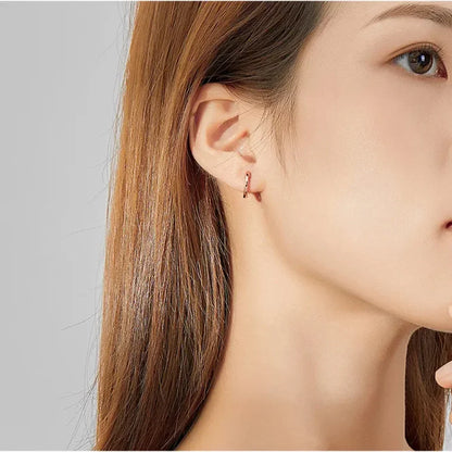 Boucles d'oreilles créoles en argent sterling véritable - Couleur or rose élégante - Bijoux de mode pour femmes SCE808