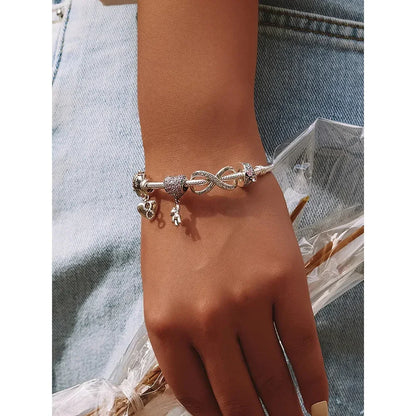 Breloques en argent sterling 925 avec cristaux 5A transparents en forme de cœur et de X pour bracelet et pendentif de collier