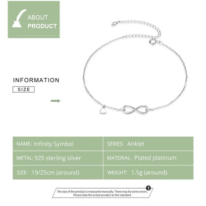 Le bracelet de cheville infini en argent sterling 925 "Endless Summer"