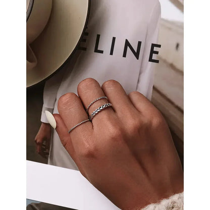 Bagues empilables en argent sterling 925 torsadées à texture tressée - Bijoux raffinés
