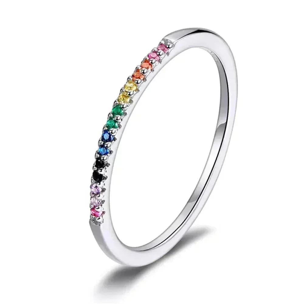 Bagues empilables en argent sterling 925 avec diamants simulés en oxyde de zirconium, plaquées platine pour femmes