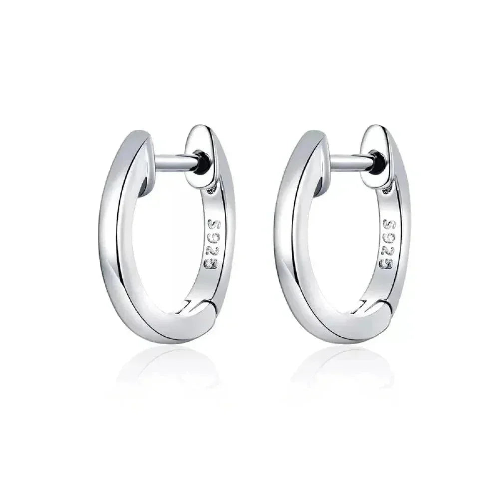 Boucles d'oreilles créoles en argent sterling véritable - Couleur or rose élégante - Bijoux de mode pour femmes SCE808