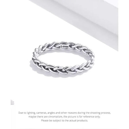 Bagues empilables en argent sterling 925 torsadées à texture tressée - Bijoux raffinés
