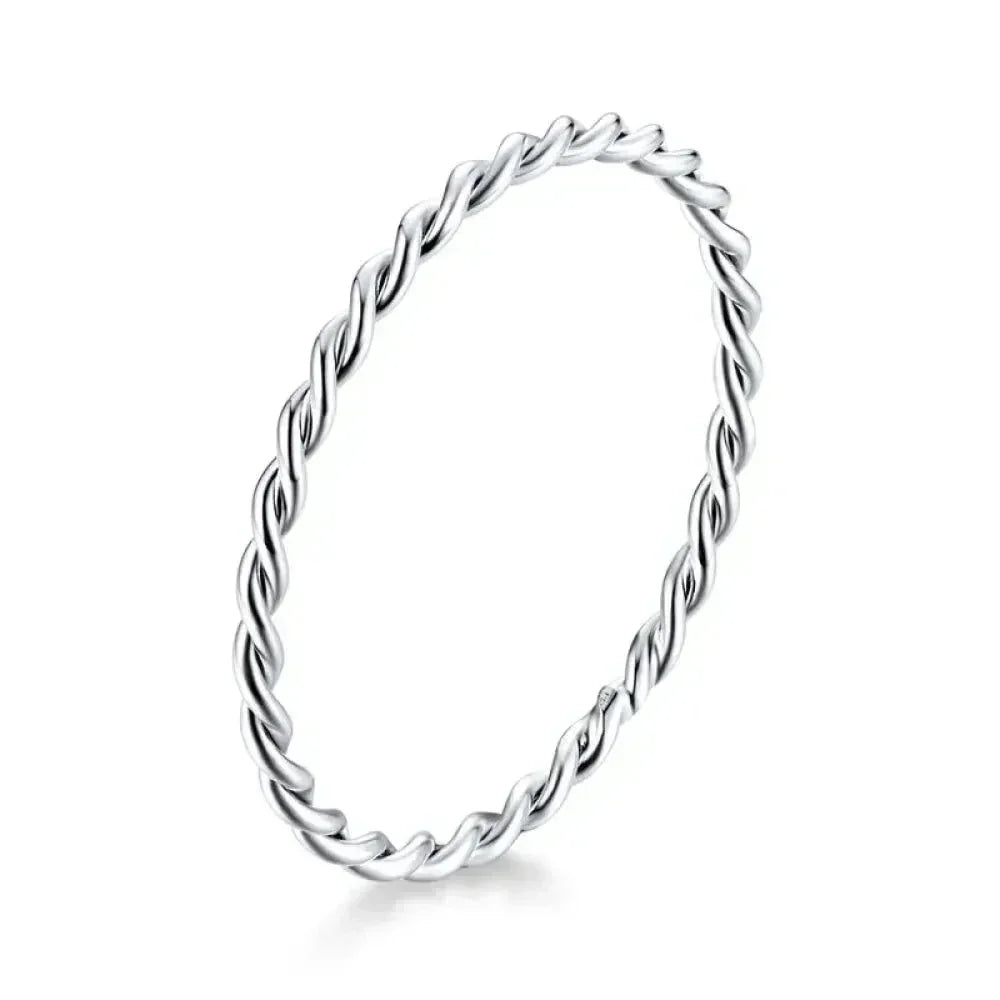 Bagues empilables en argent sterling 925 torsadées à texture tressée - Bijoux raffinés
