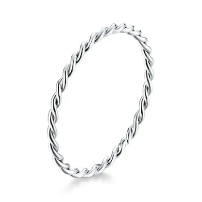 Bagues empilables en argent sterling 925 torsadées à texture tressée - Bijoux raffinés