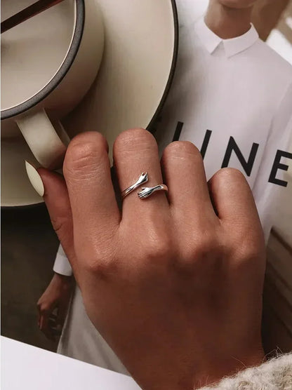 Bague Étreinte en Argent Sterling (Ajustable)