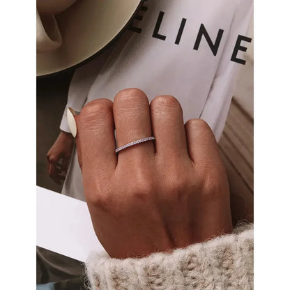 Bagues empilables en argent sterling 925 avec diamants simulés en oxyde de zirconium, plaquées platine pour femmes