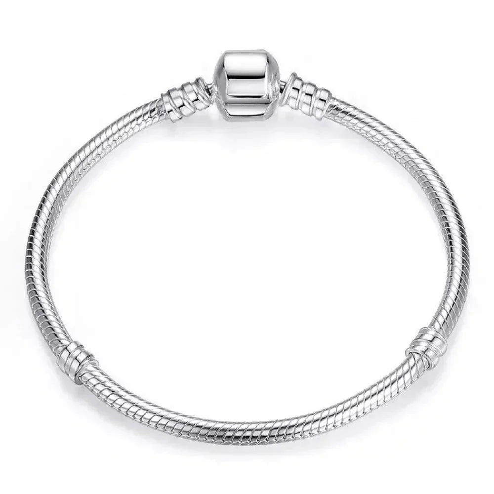 Bracelet jonc à breloques chaîne serpent en argent sterling – Fermoir barillet de 3 mm
