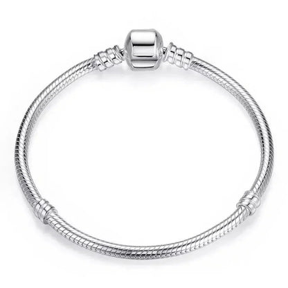 Bracelet jonc à breloques chaîne serpent en argent sterling – Fermoir barillet de 3 mm