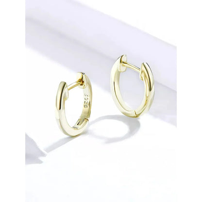 Boucles d'oreilles créoles en argent sterling véritable - Couleur or rose élégante - Bijoux de mode pour femmes SCE808