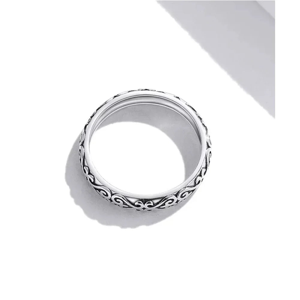 Bague fleurie gaufrée vintage en argent sterling 925
