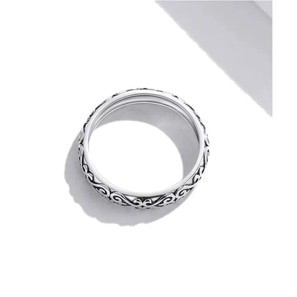 Bague fleurie gaufrée vintage en argent sterling 925